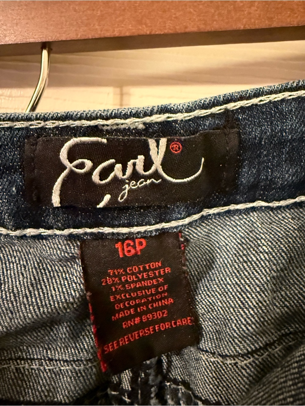 Earl Jean Embroidered Pocket Straight Leg Jeans 16P Stretch Denim Y2K Boho - Picture 4 of 10